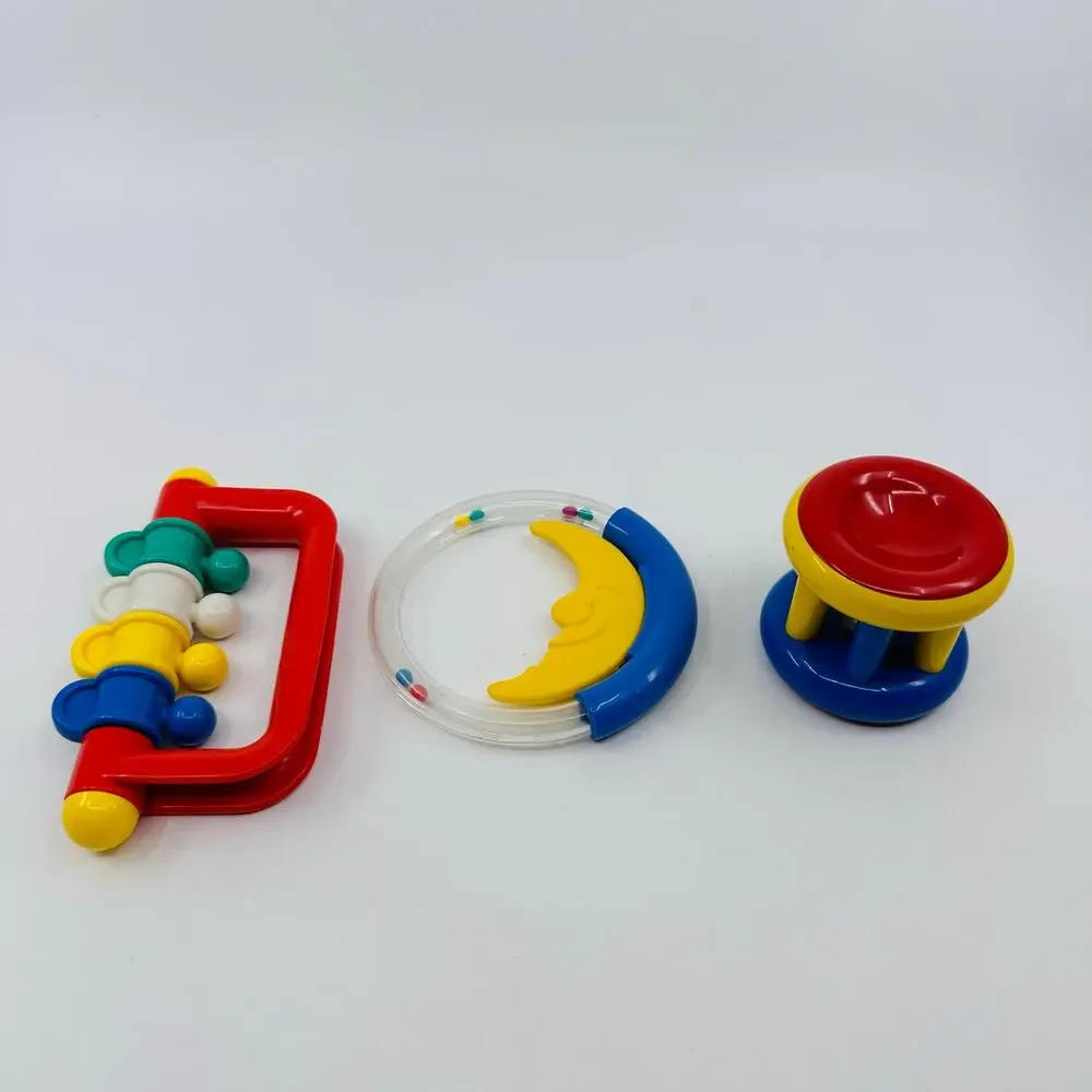 Gerber Rattles & Vtg First Years Rattles 1900s Motor Skill Activity Set of 3 VTH